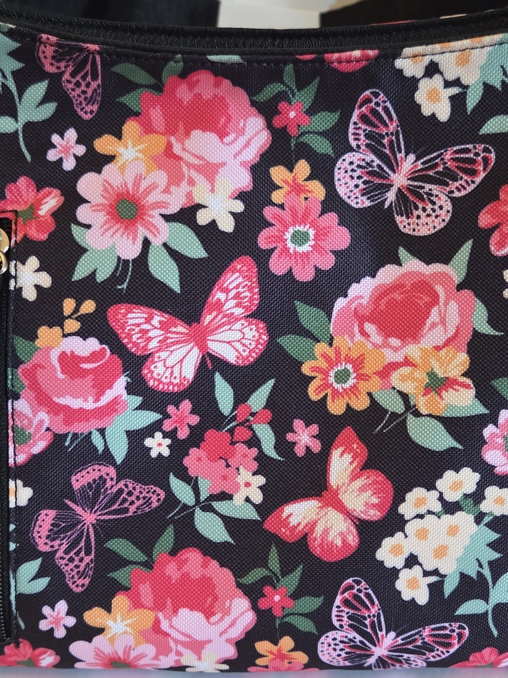 Lily Bloom Black Floral & Butterfly Tote Purse - Picture 10 of 12